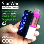 Star war sekali pakai bintang Vape Star LED Flash Panel dengan 15ml Refillable POD 1500mAh Powerbank+200mAh POD Device Vape Online Toko Jakarta